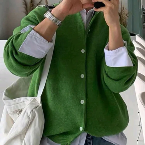 Men's Solid Color Button-Front Cardigan, Autumn & Winter Back - Picture 4 of 4